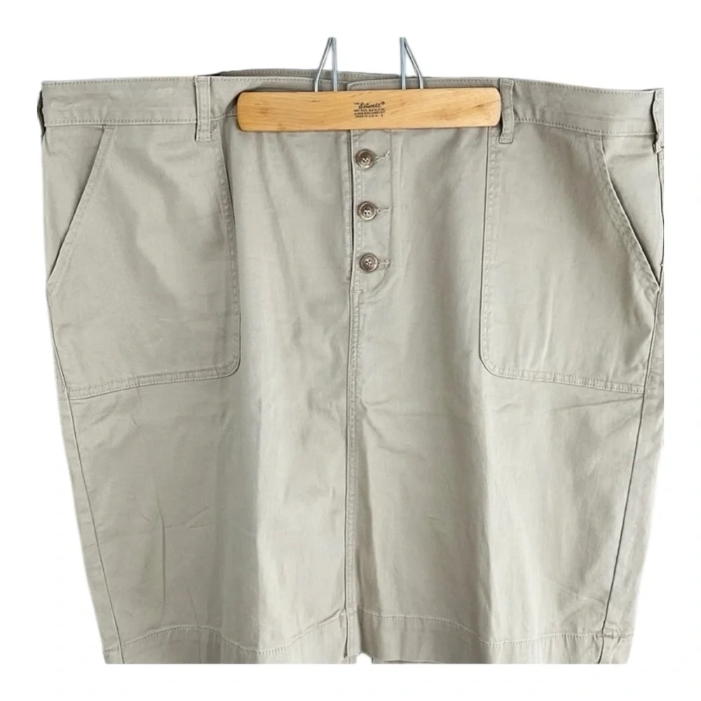 Lane Bryant Stretch Khaki Twill Tan Button Fly Skirt Plus Size 28 - Picture 2 of 8